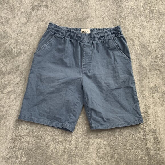 Pact Short Men Medium Blue Stretch Waist Organic Cotton Drawstring Casual Preppy - Picture 1 of 9